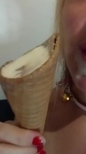 Stunning moment from &quot;PETITE BLONDE MASTURBATES WITH ICE CREAM.&quot;