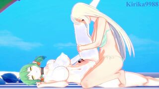 Hikage and Yomi have heavy hermaphroditism orgy on the beach. - Senran Kagura Anime Porn