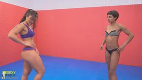 SFD379 Aura vs Sabrina – Body comparison, test of strength, wrestling! PT1