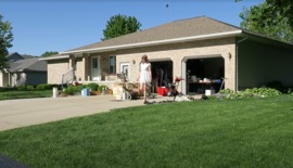 Just a little garage sale shopping dressed as a girl!