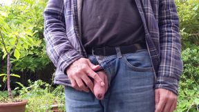 Masturbating Outdoors - Showing off for Neighbours Wearing Jeans Talking Dirty and Cumming - Rockard Daddy