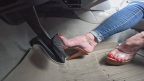Mimi Drives Her BMW in Transparent High Heel Mules