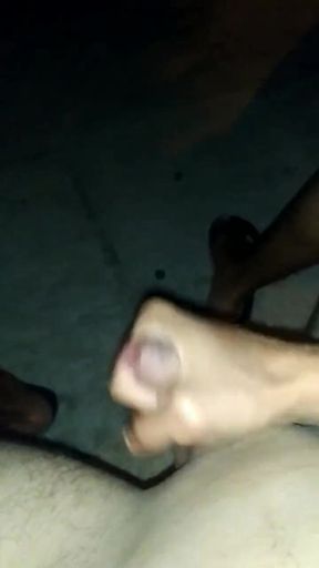 jerking off and cum in park