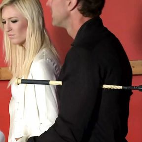 Sadistic Fucker Master Priece dominate blond submissive slut Kelly in dungeon