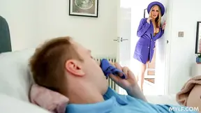 Busty stepmom catches stepson jerking off and rides him until he fucking explodes