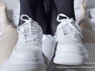 Filled my nikes with lube! - Shoejob and cum inside 'em