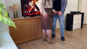 My Horny Stepmom's Tight Leather Skirt and Pantyhose
