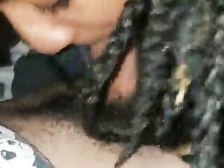 Sloppy black mouth bang