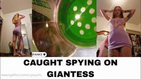 Caught Hiding from Giantess Lucy getting ready for a date and put in a jar