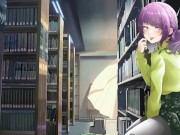 Chica en la biblioteca audio