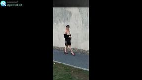 Naughty MILF flashes her nude body in public