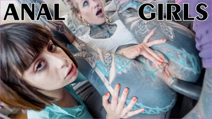 Heavy Tattooed Couple Fuck an Inocent Girl in her ASS