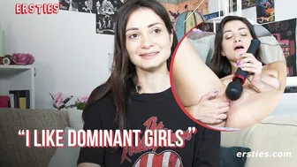Italian brunette Valentina moans while magic wand teases her pussy