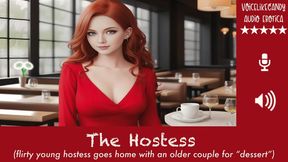 The Hostess [FxFxM] [Threesome] [Swingers] [Older Couple Brings Home Younger Female] [Snowballing] [Pussy Licking] [Femdom]