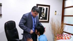 ”Young Asian twink George sucks off Daddy Mike like a pro”