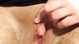 Pounding my trans slit with a fuck stick until I burst