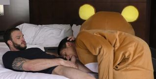 Bear costume butt is so pretty, and his cock looks amazing