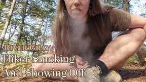 Hiker Smoking And Showing Off