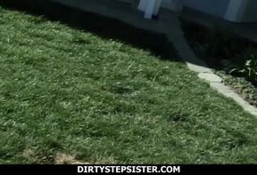 Gorgeous stepsis outdoor sex with skinny stepbro