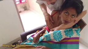 A LADY BOSS FUCKED HER SERVANT WHEN HER HUSBAND GOING TO DO SERVICE, HARDCORE SEX