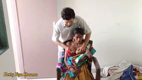A LADY BOSS FUCKED HER SERVANT WHEN HER HUSBAND GOING TO DO SERVICE, HARDCORE SEX