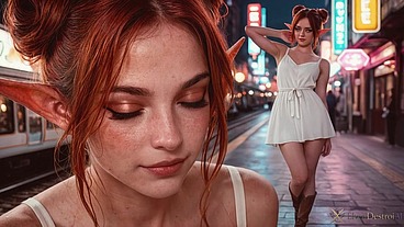 We were fucking a red-haired elf with our big hard dicks!! Her cute buns and small boobs were so seductive! I already miss her warm and wet holes...[AI]