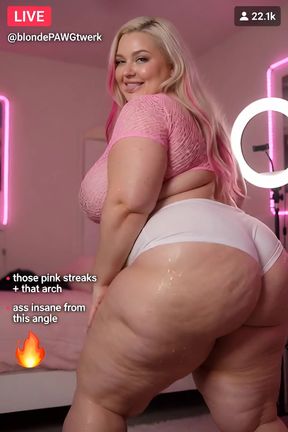 Blonde paws and twerks in a professional thirst trap as a plus-size