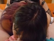 Haciendole tremenda mamada a mi amiga trans con los guantes puestos 😈🔥 ft MiaHeart1