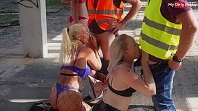 2 Horny Milfs Suck Construction Workers In Public German Amateurs With Deutsche Amateure