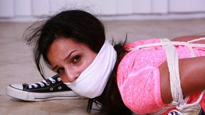 Bratty Mandy Candy is: Stalked, Tightly Hogtied, Tightly Gagged, Foot Tickled & Tormented in: STALKED! RE ENCODE 2025