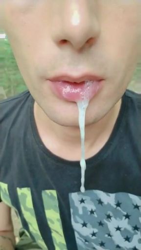 Two Times Cum Spitting by Random Guys - Huge Thick Loads Leaking