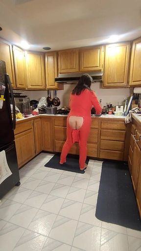 Wearing My Longjohns with an Ass Flap While I Fuss Around the Kitchen