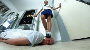 Danielle Chunky T-Bar School Shoes Trampling & Jumping On His Head FLOOR CAM