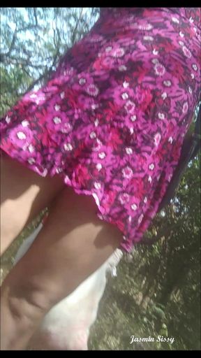 Jasmin Crossy Flashing Hot Legs &amp; Thighs from Pink Baby Doll Dress