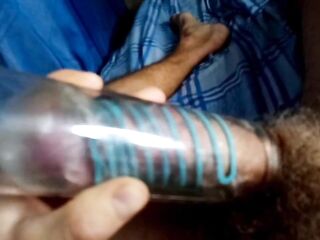 stud jerks off a big rod and a lot of cum from a thick schlong