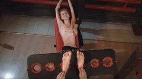 Topless Fashion Model gets tickled in stocks by two ticklers (HD 720p MP4)