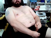 Nerdy Bear Gets Horny And Jerks Off To Some Porn