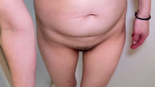 Wife's pubic hair treatment, shaving, anal view, buttocks massage