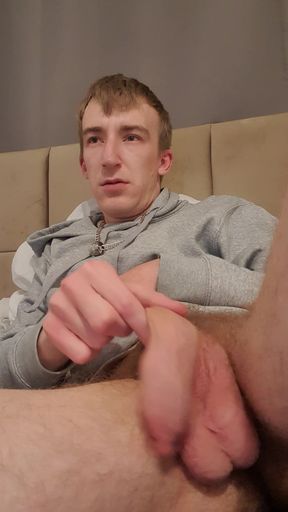 Skinny Lad Messing with Floppy Cock