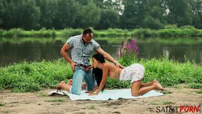 Male and Female Bffs Find Comfort in Each Other's Bodies by the River