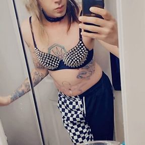 Trans Rocker Showing Off Her Boobs