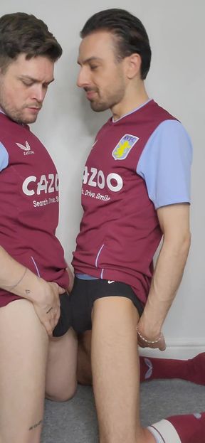 British Footy Studs Snog in Villa Kit Until They Get Fucking Jaw Ache