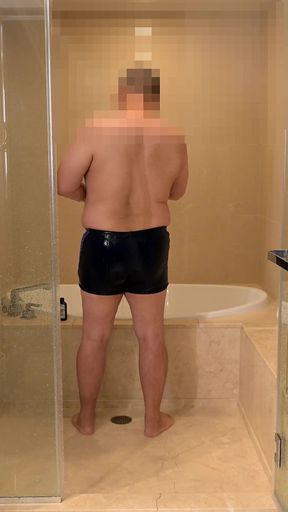 Asian Stepdad Speedo Strip, Hot Shower and Masturbate