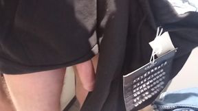 Guy jerking off in fitting room