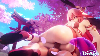 Sexy Foxy Yae Miko gets fucked hard from below and loves it - Genshin Impact
