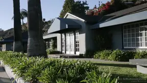 Abella Danger and Riley Reyes playfully wrestle during sensual massage session