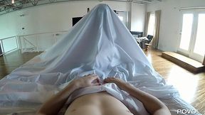 Aubrey Sinclair gets under the blanket to take care of his cock