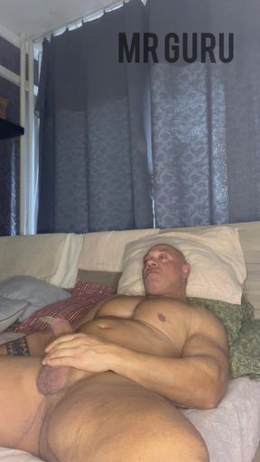 Long Wank From Bodybuilder Mr Guru. Jerk off