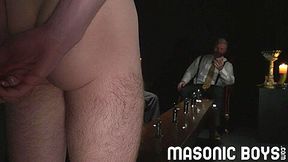 MasonicBoys - 3 suited DILFs use & raw fuck cute twink boy
