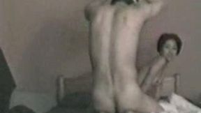Flat chested Asian skank lets her peverted lover spoon her